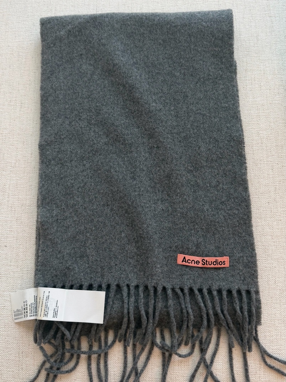 Acne Studios Charcoal Wool Fringe Scarf
